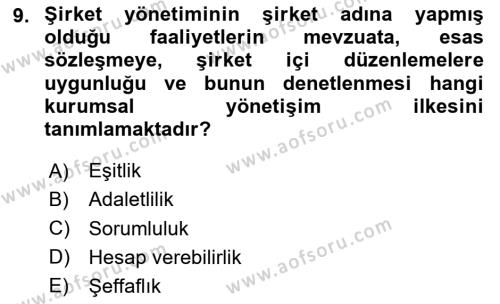 Kurumsal Sosyal Sorumluluk Dersi 2023 - 2024 Yılı (Vize) Ara Sınavı 9. Soru