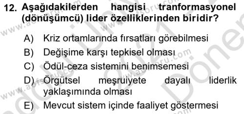 Halkla İlişkilerde Güncel Kavramlar 1 Dersi 2021 - 2022 Yılı (Final) Dönem Sonu Sınavı 12. Soru