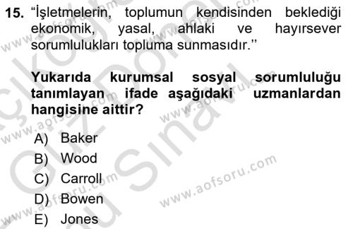 Halkla İlişkilerde Güncel Kavramlar 1 Dersi 2021 - 2022 Yılı (Final) Dönem Sonu Sınavı 15. Soru