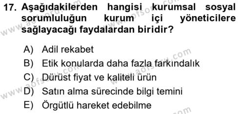 Halkla İlişkilerde Güncel Kavramlar 1 Dersi 2021 - 2022 Yılı (Final) Dönem Sonu Sınavı 17. Soru