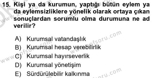 Halkla İlişkilerde Güncel Kavramlar 1 Dersi 2021 - 2022 Yılı Yaz Okulu Sınavı 15. Soru