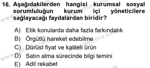 Halkla İlişkilerde Güncel Kavramlar 1 Dersi 2021 - 2022 Yılı Yaz Okulu Sınavı 16. Soru