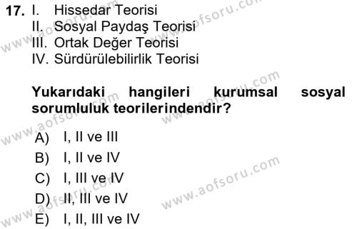 Halkla İlişkilerde Güncel Kavramlar 1 Dersi 2021 - 2022 Yılı Yaz Okulu Sınavı 17. Soru