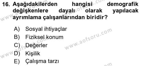 Halkla İlişkilerde Güncel Kavramlar 1 Dersi 2023 - 2024 Yılı (Vize) Ara Sınavı 16. Soru