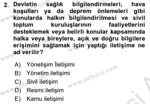 Halkla İlişkilerde Güncel Kavramlar 1 Dersi 2023 - 2024 Yılı (Vize) Ara Sınavı 2. Soru