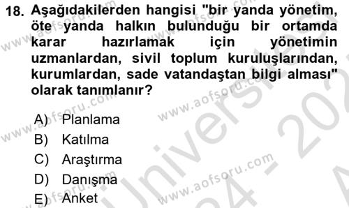 Halkla İlişkilerde Güncel Kavramlar 1 Dersi 2024 - 2025 Yılı (Vize) Ara Sınavı 18. Soru