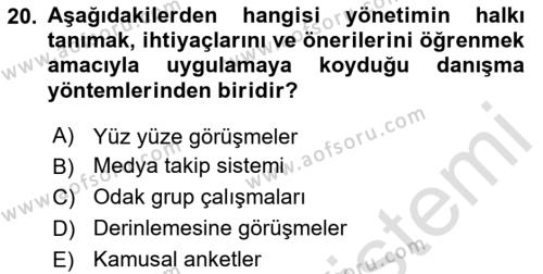 Halkla İlişkilerde Güncel Kavramlar 1 Dersi 2024 - 2025 Yılı (Vize) Ara Sınavı 20. Soru