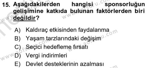 Halkla İlişkilerde Güncel Kavramlar 2 Dersi 2021 - 2022 Yılı (Vize) Ara Sınavı 15. Soru