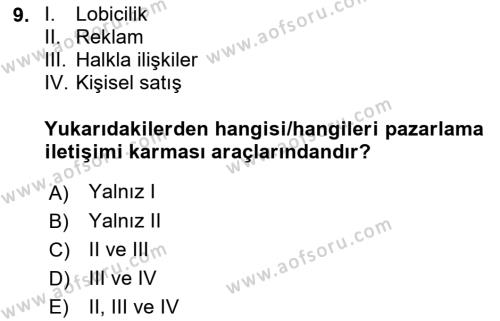 Halkla İlişkilerde Güncel Kavramlar 2 Dersi 2021 - 2022 Yılı (Vize) Ara Sınavı 9. Soru