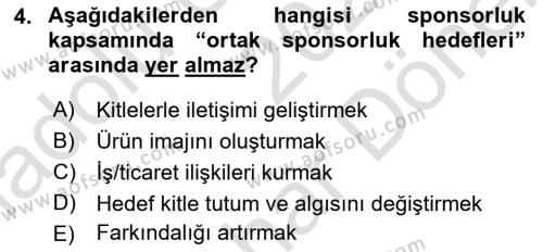 Halkla İlişkilerde Güncel Kavramlar 2 Dersi 2021 - 2022 Yılı (Final) Dönem Sonu Sınavı 4. Soru