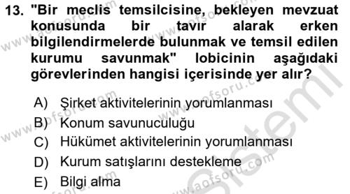 Halkla İlişkilerde Güncel Kavramlar 2 Dersi 2021 - 2022 Yılı Yaz Okulu Sınavı 13. Soru