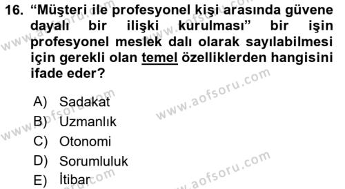 Halkla İlişkilerde Güncel Kavramlar 2 Dersi 2021 - 2022 Yılı Yaz Okulu Sınavı 16. Soru