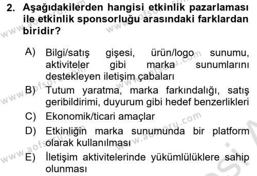 Halkla İlişkilerde Güncel Kavramlar 2 Dersi 2021 - 2022 Yılı Yaz Okulu Sınavı 2. Soru