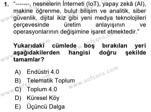 Dijital Halkla İlişkiler Dersi 2021 - 2022 Yılı (Vize) Ara Sınavı 1. Soru