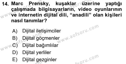 Dijital Halkla İlişkiler Dersi 2021 - 2022 Yılı (Vize) Ara Sınavı 14. Soru