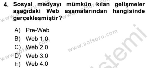 Dijital Halkla İlişkiler Dersi 2021 - 2022 Yılı (Vize) Ara Sınavı 4. Soru