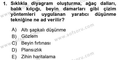 Reklamda Yaratıcılık Dersi 2023 - 2024 Yılı (Vize) Ara Sınavı 1. Soru