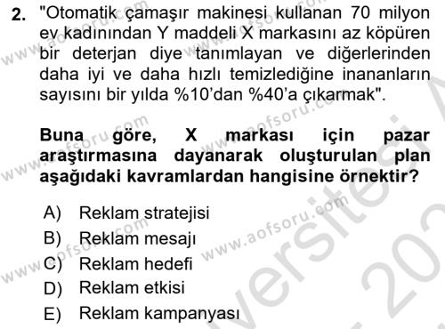 Reklamda Yaratıcılık Dersi 2023 - 2024 Yılı (Vize) Ara Sınavı 2. Soru