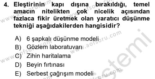 Reklamda Yaratıcılık Dersi 2023 - 2024 Yılı (Vize) Ara Sınavı 4. Soru