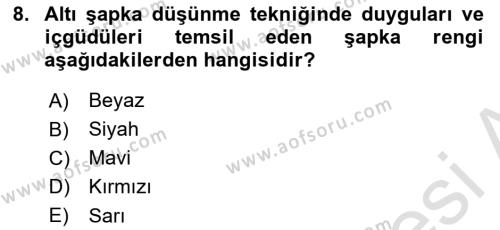 Reklamda Yaratıcılık Dersi 2023 - 2024 Yılı (Vize) Ara Sınavı 8. Soru