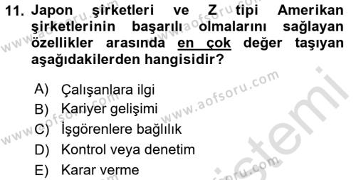 Kurumiçi Halkla İlişkiler Dersi 2024 - 2025 Yılı (Vize) Ara Sınavı 11. Soru