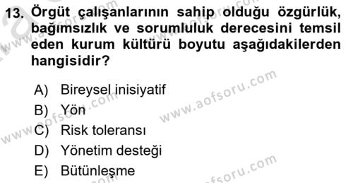 Kurumiçi Halkla İlişkiler Dersi 2024 - 2025 Yılı (Vize) Ara Sınavı 13. Soru