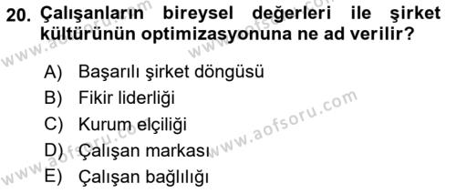 Kurumiçi Halkla İlişkiler Dersi 2024 - 2025 Yılı (Vize) Ara Sınavı 20. Soru