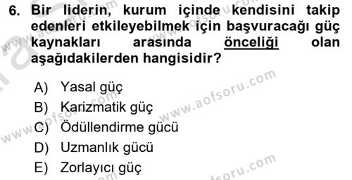 Kurumiçi Halkla İlişkiler Dersi 2024 - 2025 Yılı (Vize) Ara Sınavı 6. Soru