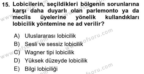 Lobicilik Ve Halkla İlişkiler Dersi 2021 - 2022 Yılı (Vize) Ara Sınavı 15. Soru