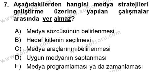 Lobicilik Ve Halkla İlişkiler Dersi 2021 - 2022 Yılı (Final) Dönem Sonu Sınavı 7. Soru