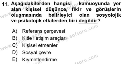 Lobicilik Ve Halkla İlişkiler Dersi 2021 - 2022 Yılı Yaz Okulu Sınavı 11. Soru