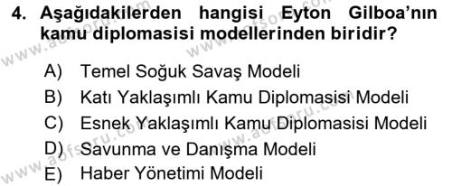 Kamu Diplomasisi Ve Uluslararası Halkla İlişkiler Dersi 2018 - 2019 Yılı Yaz Okulu Sınavı 4. Soru