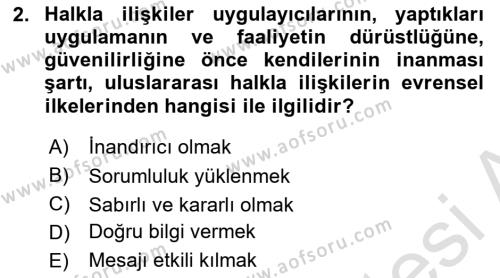 Kamu Diplomasisi Ve Uluslararası Halkla İlişkiler Dersi 2021 - 2022 Yılı (Vize) Ara Sınavı 2. Soru