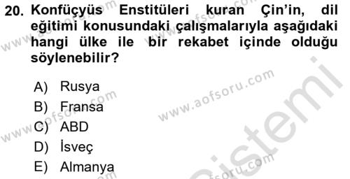 Kamu Diplomasisi Ve Uluslararası Halkla İlişkiler Dersi 2021 - 2022 Yılı (Vize) Ara Sınavı 20. Soru