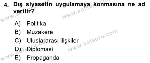 Kamu Diplomasisi Ve Uluslararası Halkla İlişkiler Dersi 2021 - 2022 Yılı (Vize) Ara Sınavı 4. Soru