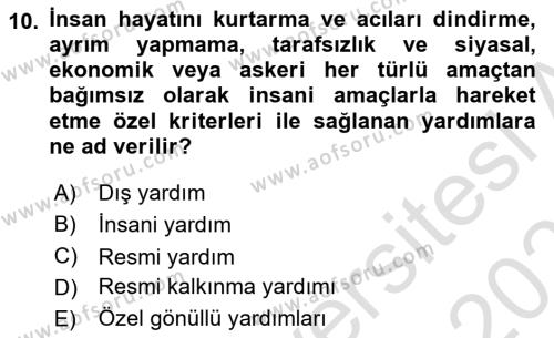 Kamu Diplomasisi Ve Uluslararası Halkla İlişkiler Dersi 2021 - 2022 Yılı (Final) Dönem Sonu Sınavı 10. Soru