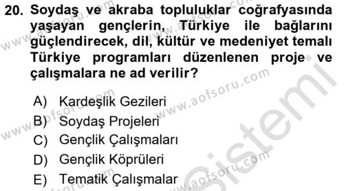 Kamu Diplomasisi Ve Uluslararası Halkla İlişkiler Dersi 2021 - 2022 Yılı (Final) Dönem Sonu Sınavı 20. Soru