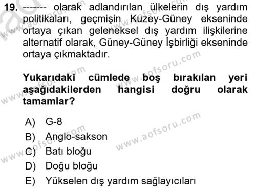 Kamu Diplomasisi Ve Uluslararası Halkla İlişkiler Dersi 2021 - 2022 Yılı Yaz Okulu Sınavı 19. Soru