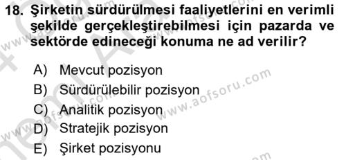 Sürdürülebilirlik ve Halkla İlişkiler Dersi 2023 - 2024 Yılı (Vize) Ara Sınavı 18. Soru