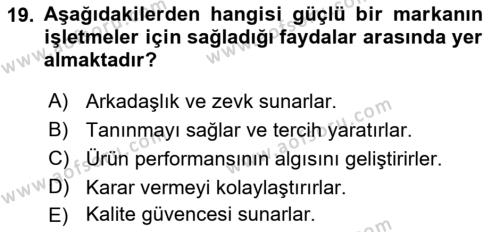 Sürdürülebilirlik ve Halkla İlişkiler Dersi 2023 - 2024 Yılı (Vize) Ara Sınavı 19. Soru