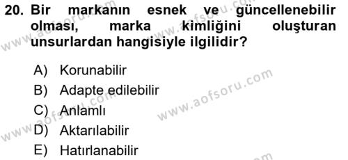 Sürdürülebilirlik ve Halkla İlişkiler Dersi 2023 - 2024 Yılı (Vize) Ara Sınavı 20. Soru