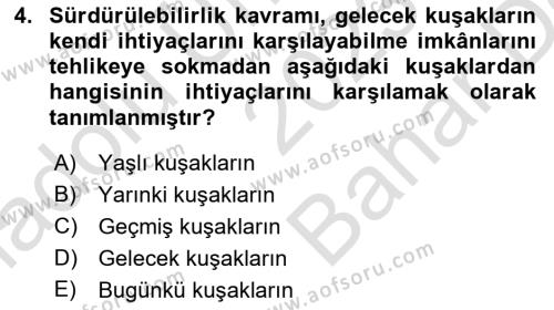 Sürdürülebilirlik ve Halkla İlişkiler Dersi 2023 - 2024 Yılı (Vize) Ara Sınavı 4. Soru