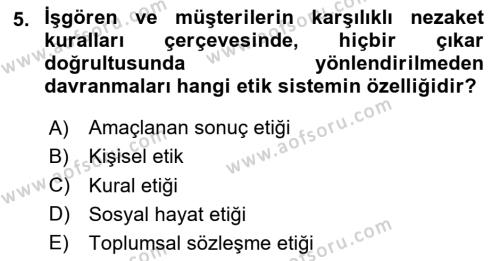 Sürdürülebilirlik ve Halkla İlişkiler Dersi 2023 - 2024 Yılı (Vize) Ara Sınavı 5. Soru