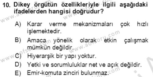 Hizmet Pazarlaması Dersi 2020 - 2021 Yılı Yaz Okulu Sınavı 10. Soru