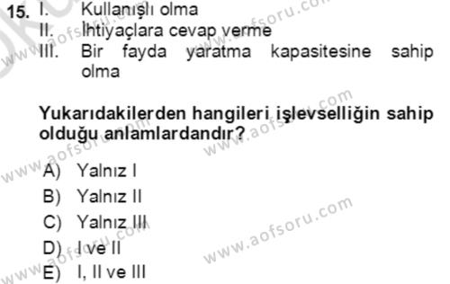 Hizmet Pazarlaması Dersi 2020 - 2021 Yılı Yaz Okulu Sınavı 15. Soru