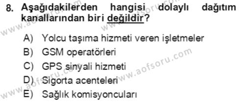 Hizmet Pazarlaması Dersi 2020 - 2021 Yılı Yaz Okulu Sınavı 8. Soru