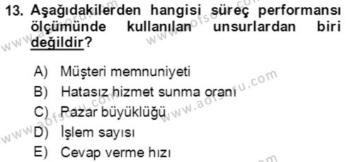 Hizmet Pazarlaması Dersi 2021 - 2022 Yılı Yaz Okulu Sınavı 13. Soru