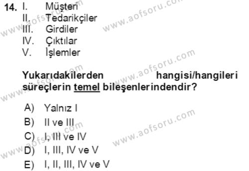 Hizmet Pazarlaması Dersi 2021 - 2022 Yılı Yaz Okulu Sınavı 14. Soru