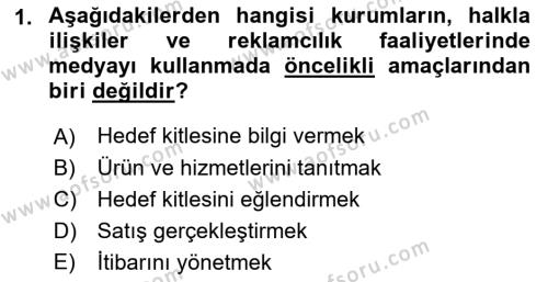 Medyada Yapım	 Dersi 2021 - 2022 Yılı (Vize) Ara Sınavı 1. Soru