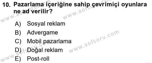 Medyada Yapım	 Dersi 2021 - 2022 Yılı (Vize) Ara Sınavı 10. Soru